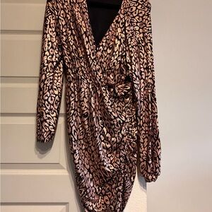 Boohoo Animal Print Long Sleeve Dress